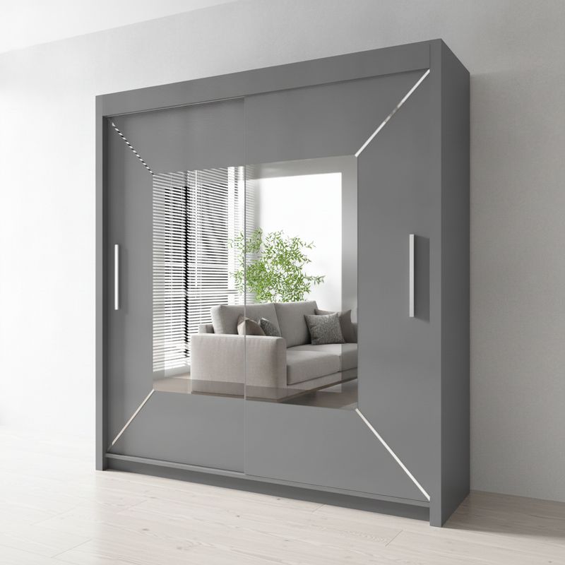 Nicole Sliding Mirrored Door Wardrobe - 180 cm