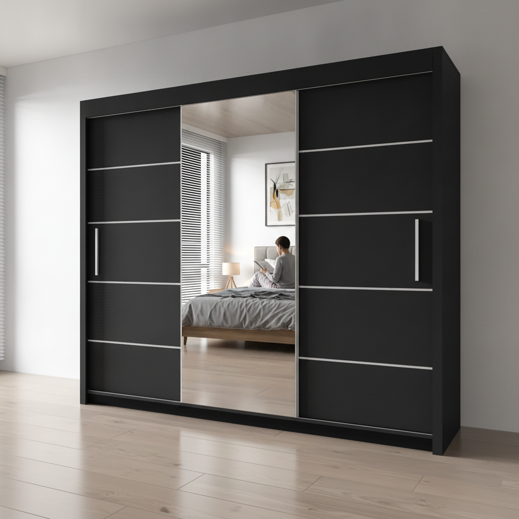 Oslo Sliding Mirrored Door Wardrobe - 250 cm