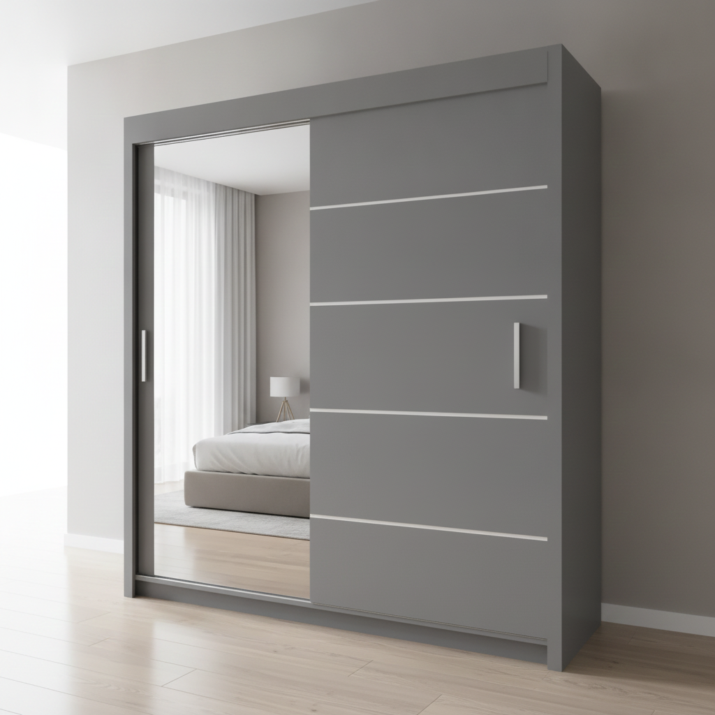 Lyon Sliding Mirrored Door Wardrobe - 150 cm