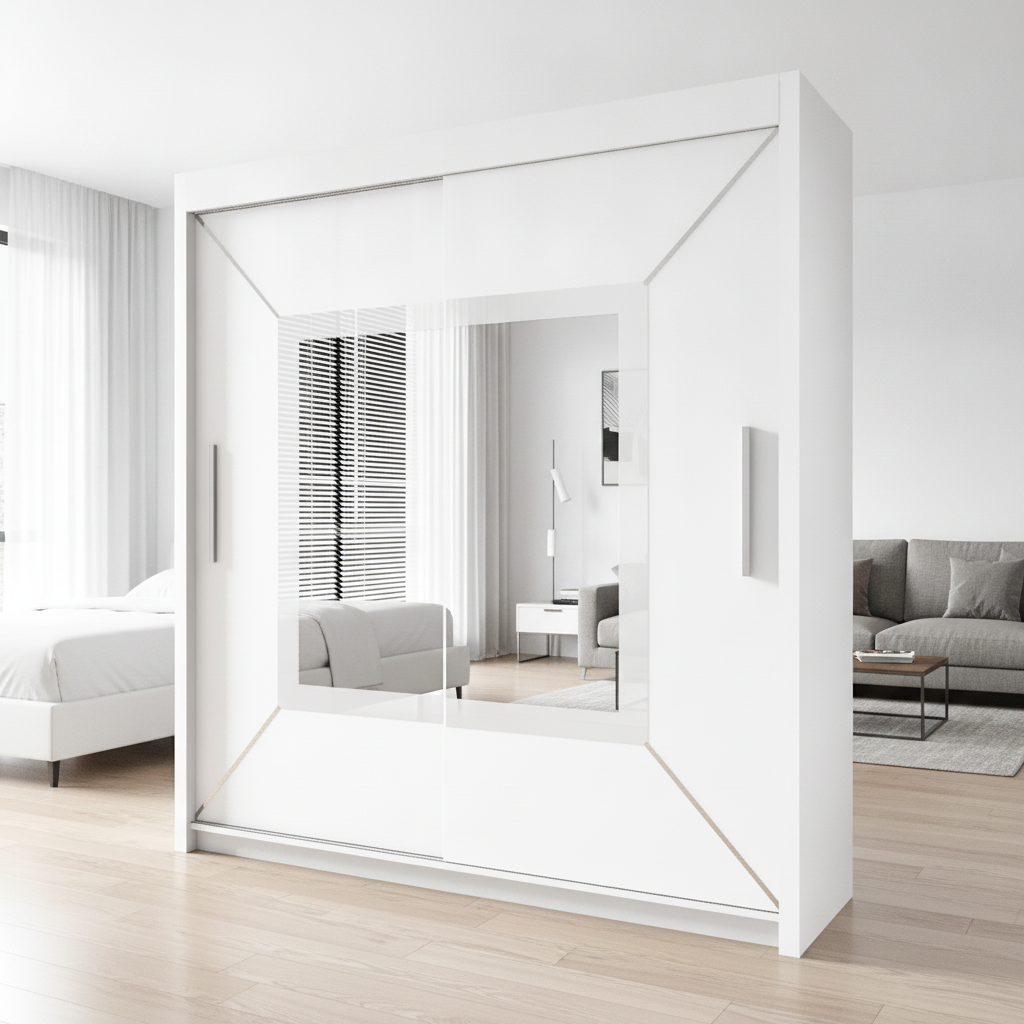 Nicole Sliding Mirrored Door Wardrobe - 180 cm