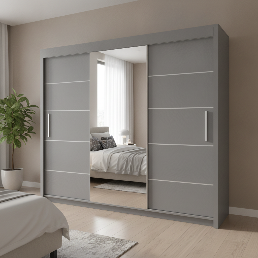 Oslo Sliding Mirrored Door Wardrobe - 250 cm