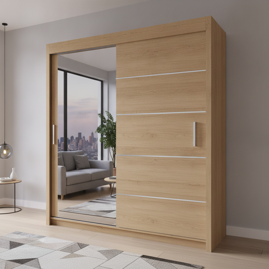 Lyon Sliding Mirrored Door Wardrobe - 180 cm