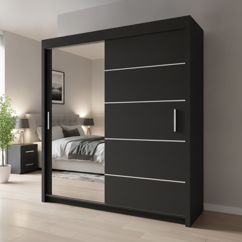 Lyon Sliding Mirrored Door Wardrobe - 180 cm