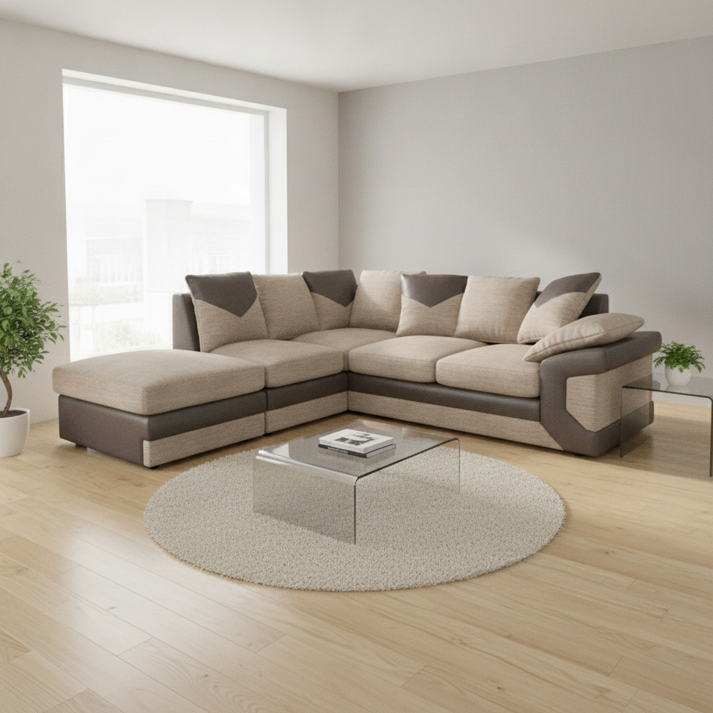 Dino Jumbo Cord Corner Sofa with Footstool