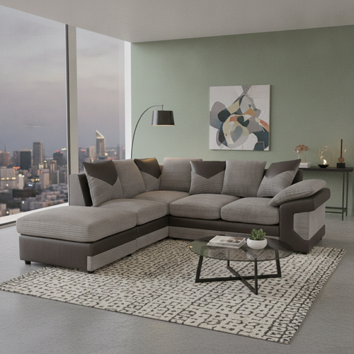 Dino Jumbo Cord Corner Sofa with Footstool