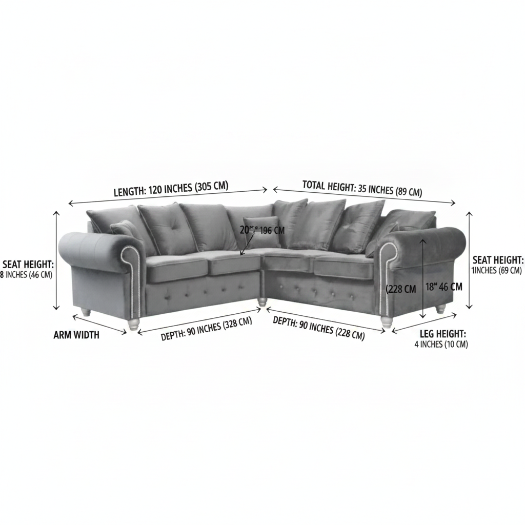 Plush Velvet Ashwin Corner Sofa - Universal L-Shape