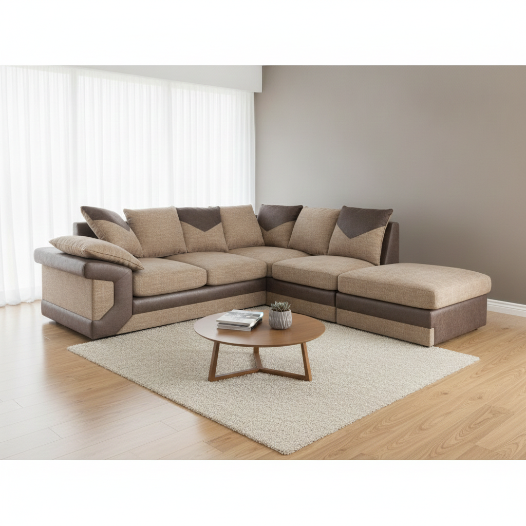Dino Jumbo Cord Corner Sofa with Footstool
