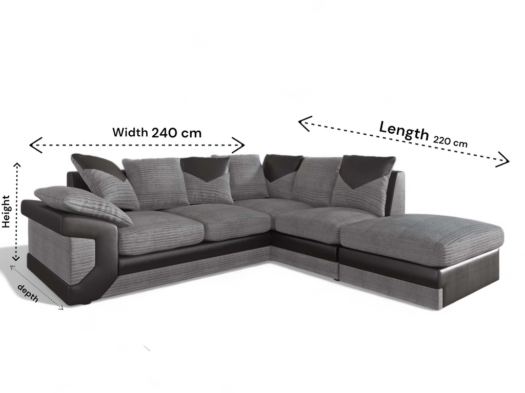 Dino Jumbo Cord Corner Sofa with Footstool