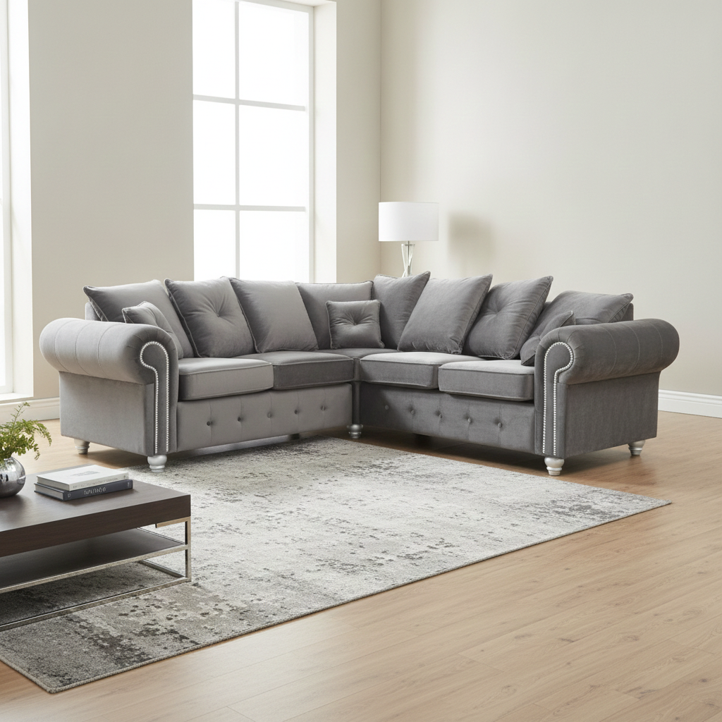Plush Velvet Ashwin Corner Sofa - Universal L-Shape