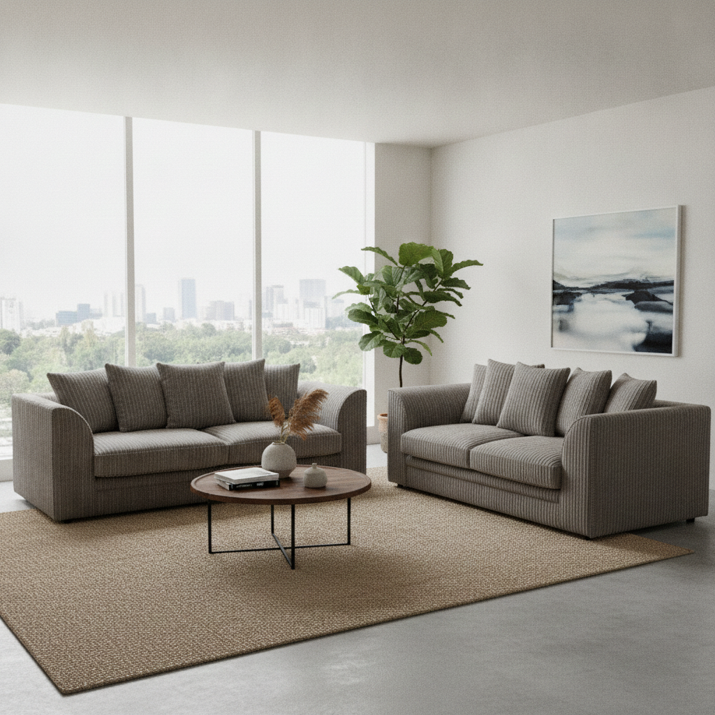 Manny Jumbo Cord 3 2 Seater Sofa Set