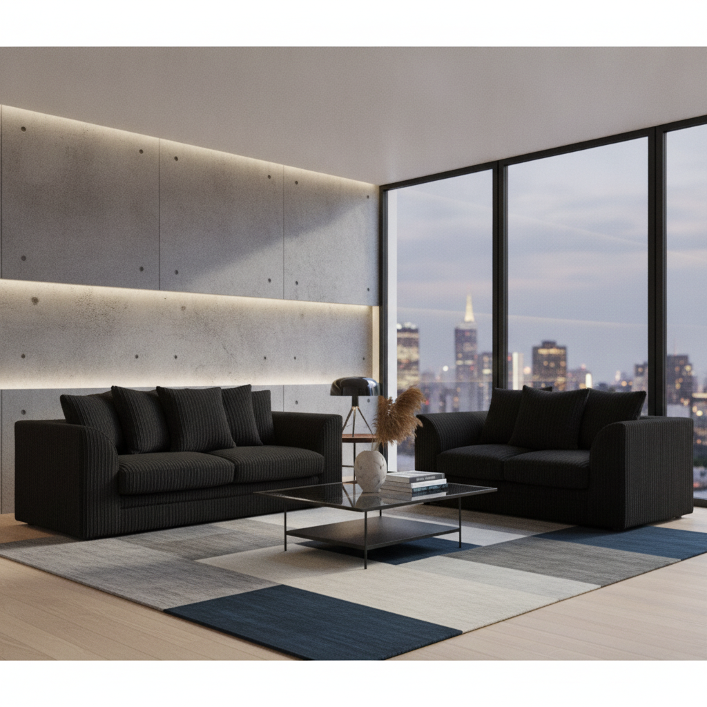 Manny Jumbo Cord 3 2 Seater Sofa Set