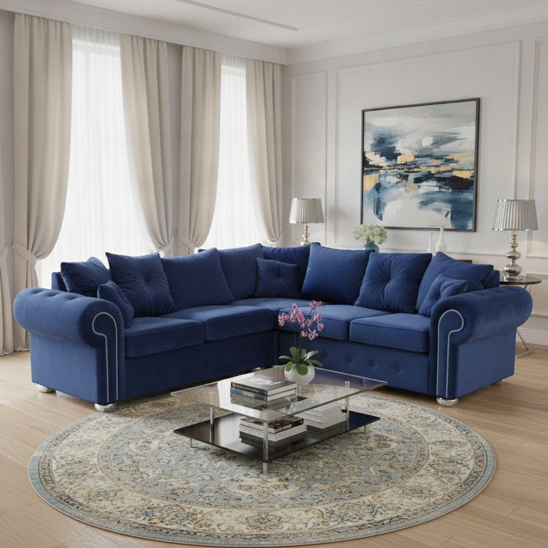 Plush Velvet Ashwin Corner Sofa - Universal L-Shape