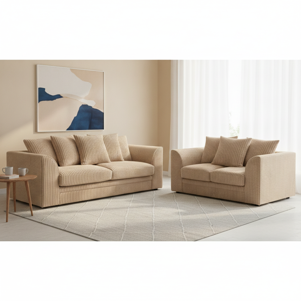 Manny Jumbo Cord 3 2 Seater Sofa Set
