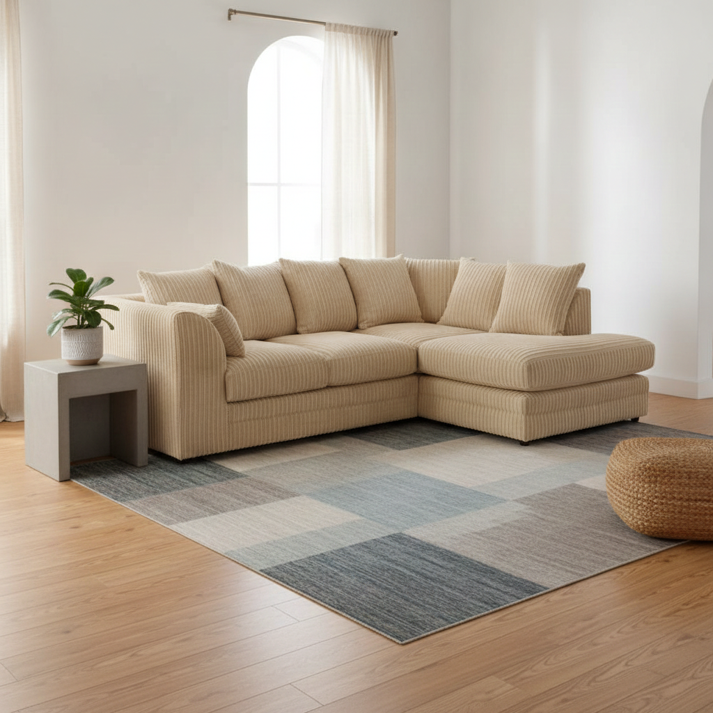 Manny L Shape Jumbo Cord 4 Seater Corner Sofa - Right Hand Corner