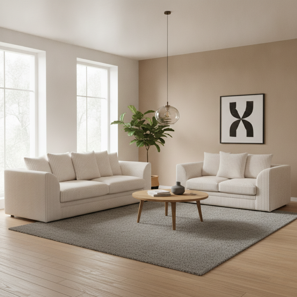 Manny Jumbo Cord 3 2 Seater Sofa Set