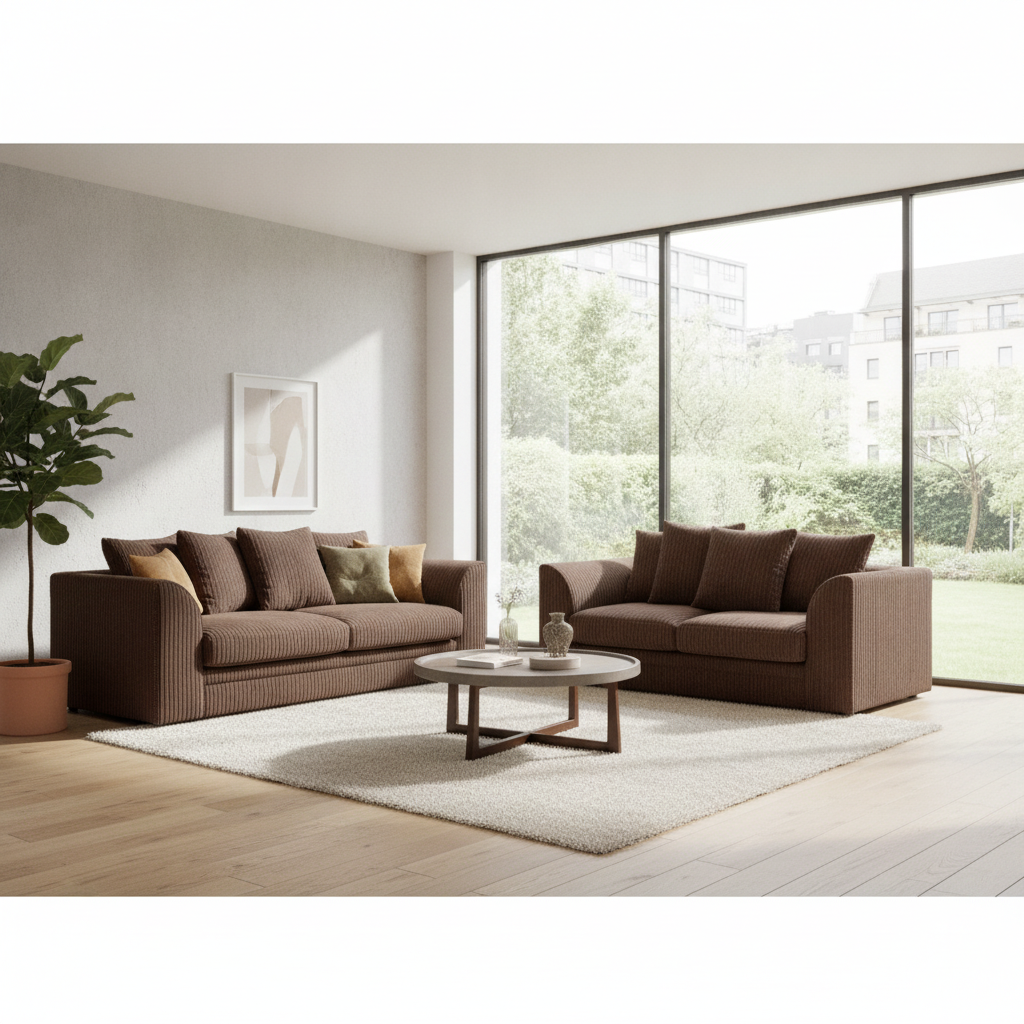 Manny Jumbo Cord 3 2 Seater Sofa Set