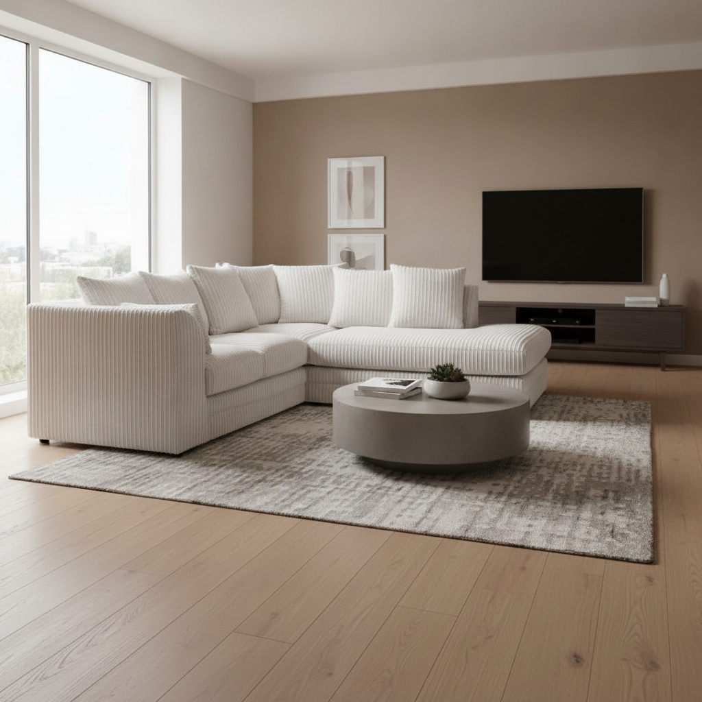Manny L Shape Jumbo Cord 4 Seater Corner Sofa - Right Hand Corner