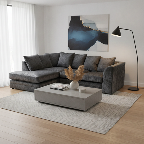 Crushed Velvet 4 Seater Corner Sofa- Left Hand Corner