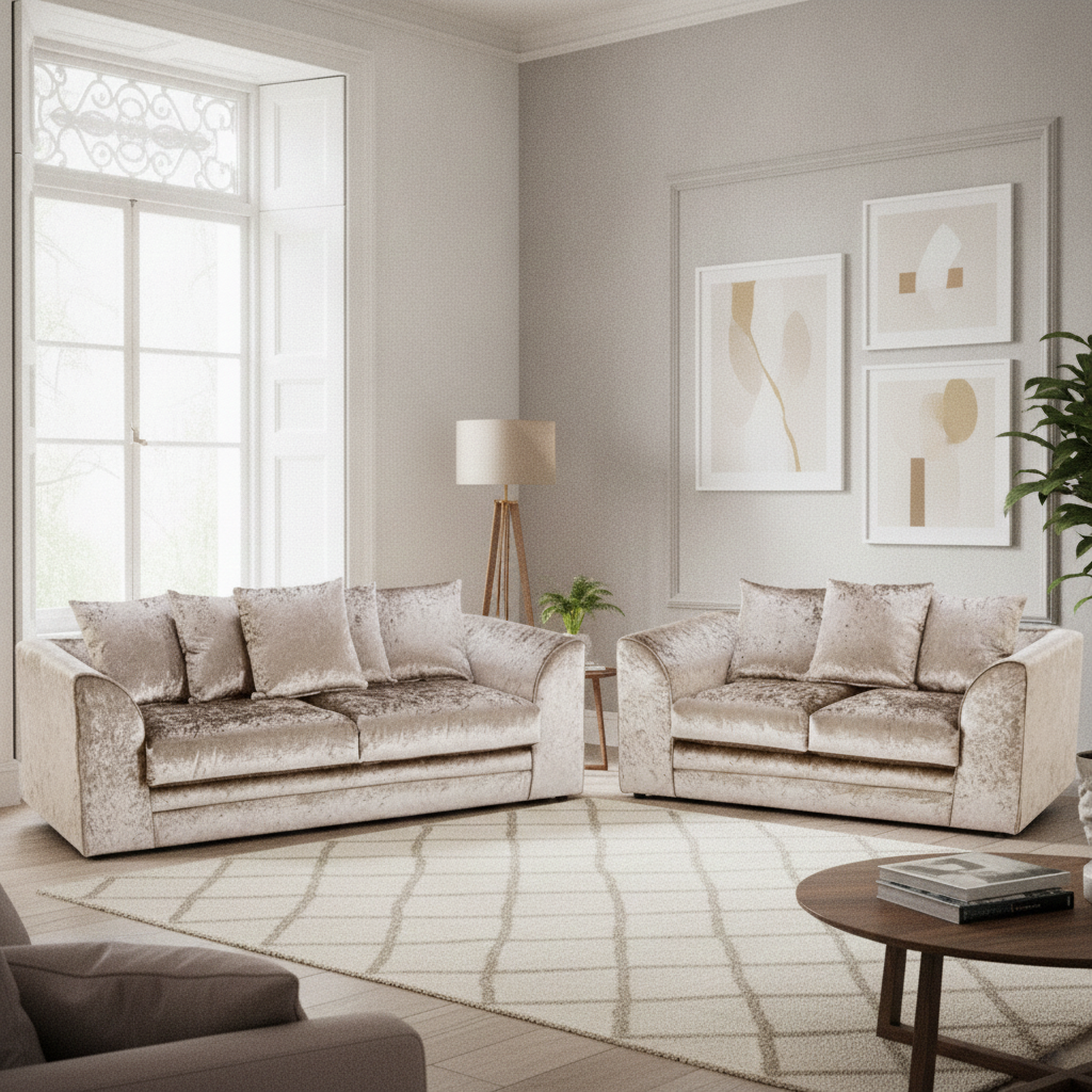 Crystal Crushed Velvet 3-2 Seater Sofa set