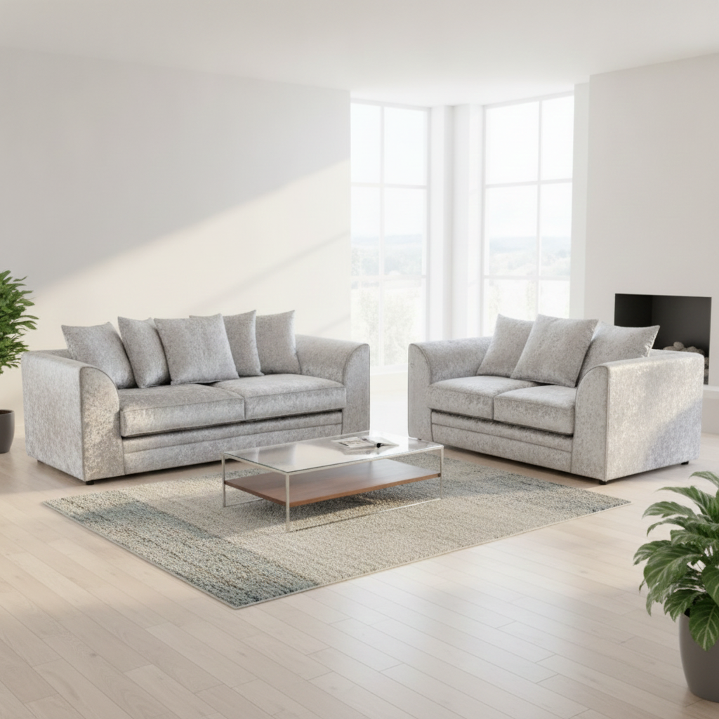 Crystal Crushed Velvet 3-2 Seater Sofa set