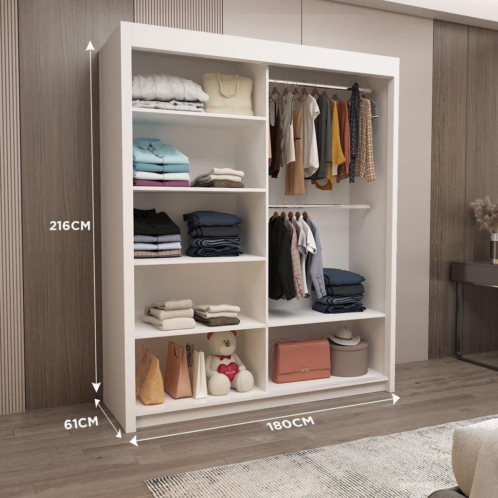 Lyon Sliding Mirrored Door Wardrobe - 180 cm