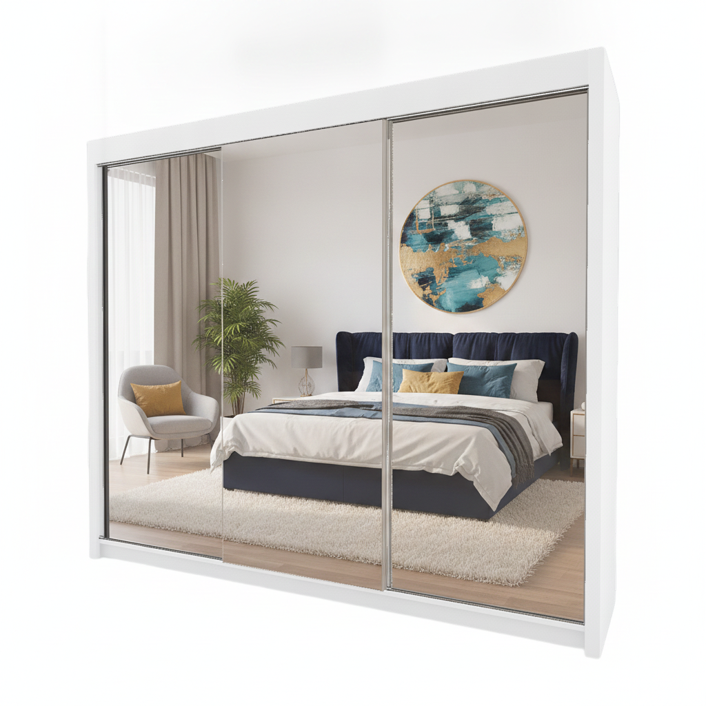 Milan Fully Mirrored Door Sliding Wardrobe - 250 cm
