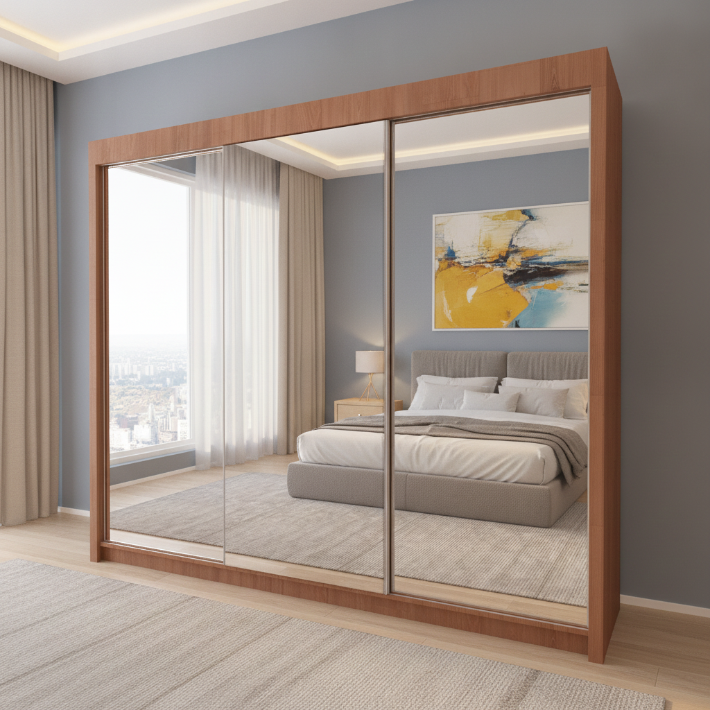 Milan Fully Mirrored Door Sliding Wardrobe - 250 cm