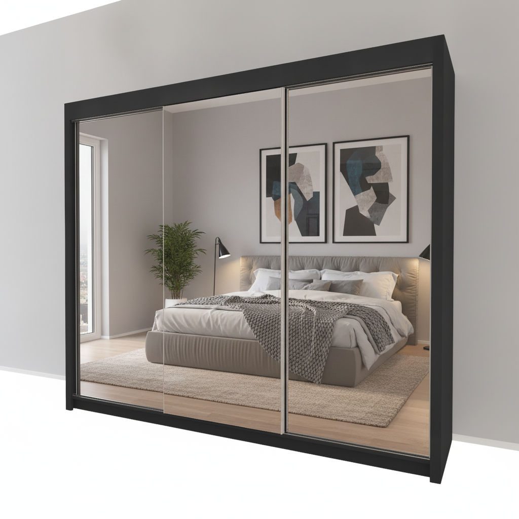 Milan Fully Mirrored Door Sliding Wardrobe - 250 cm