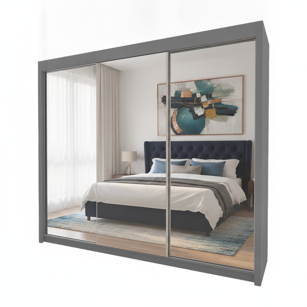 Milan Fully Mirrored Door Sliding Wardrobe - 250 cm