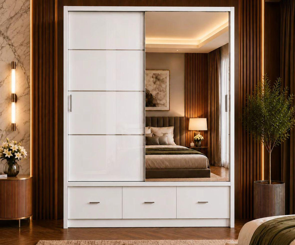 Flavia 2-Door High Gloss Sliding Wardrobe 203 cm